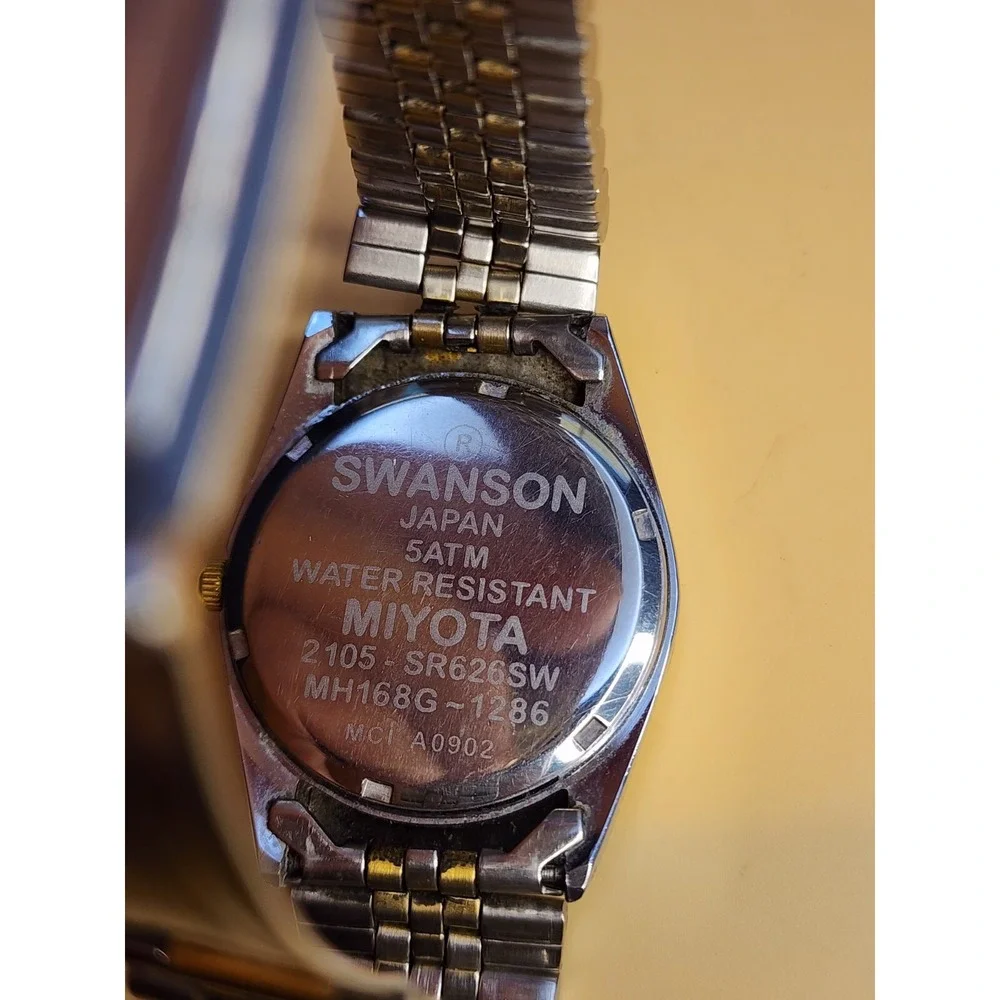 Vtg SWANSON Miyota Women's Watch Two-Tone Day & Date  New Battery FREE $HIP!!‎
